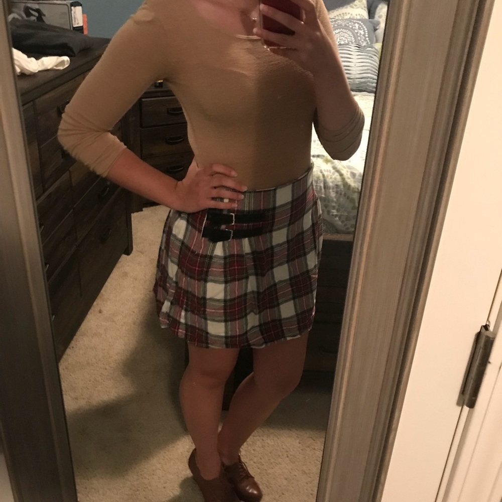 Flannel plaid skirt